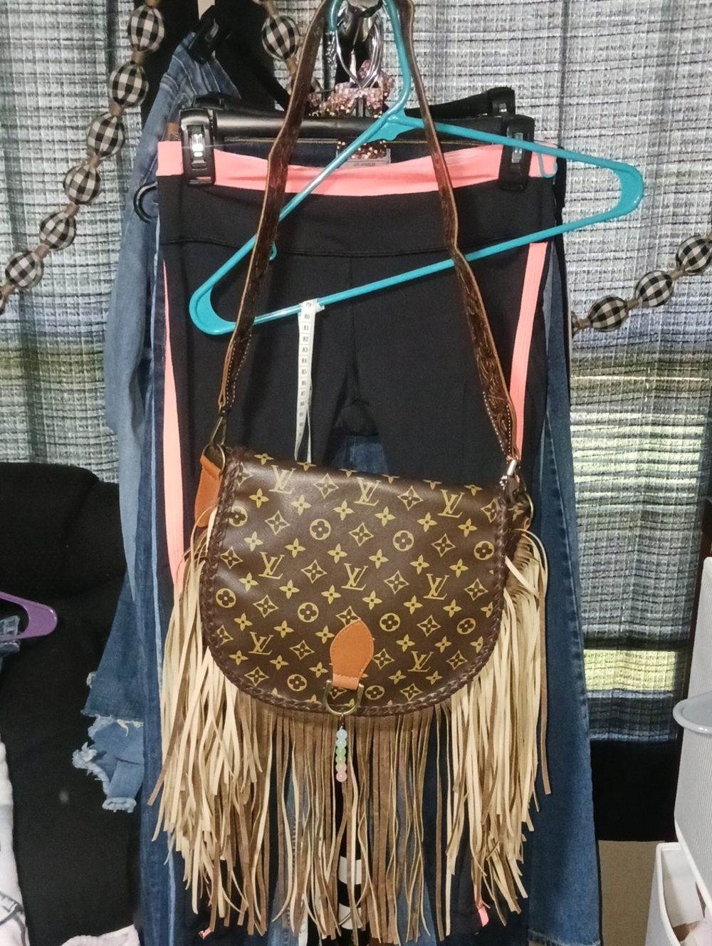 Monogram Fringe Saddle Shoulder Bag - Brown